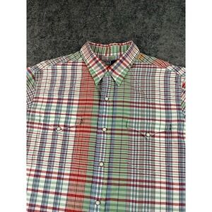 Vintage Polo Ralph Lauren Pearl Snap Shirt Mens Large Classic Western Fit Plaid